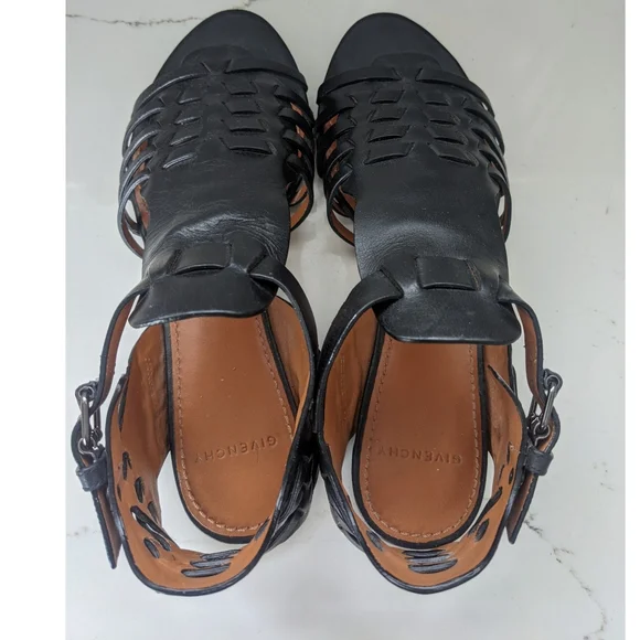 GIVENCHY black leather gladiator sandals - Picture 4 of 14